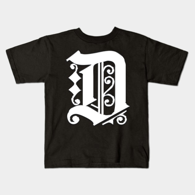 Silver Letter D Kids T-Shirt by The Black Panther